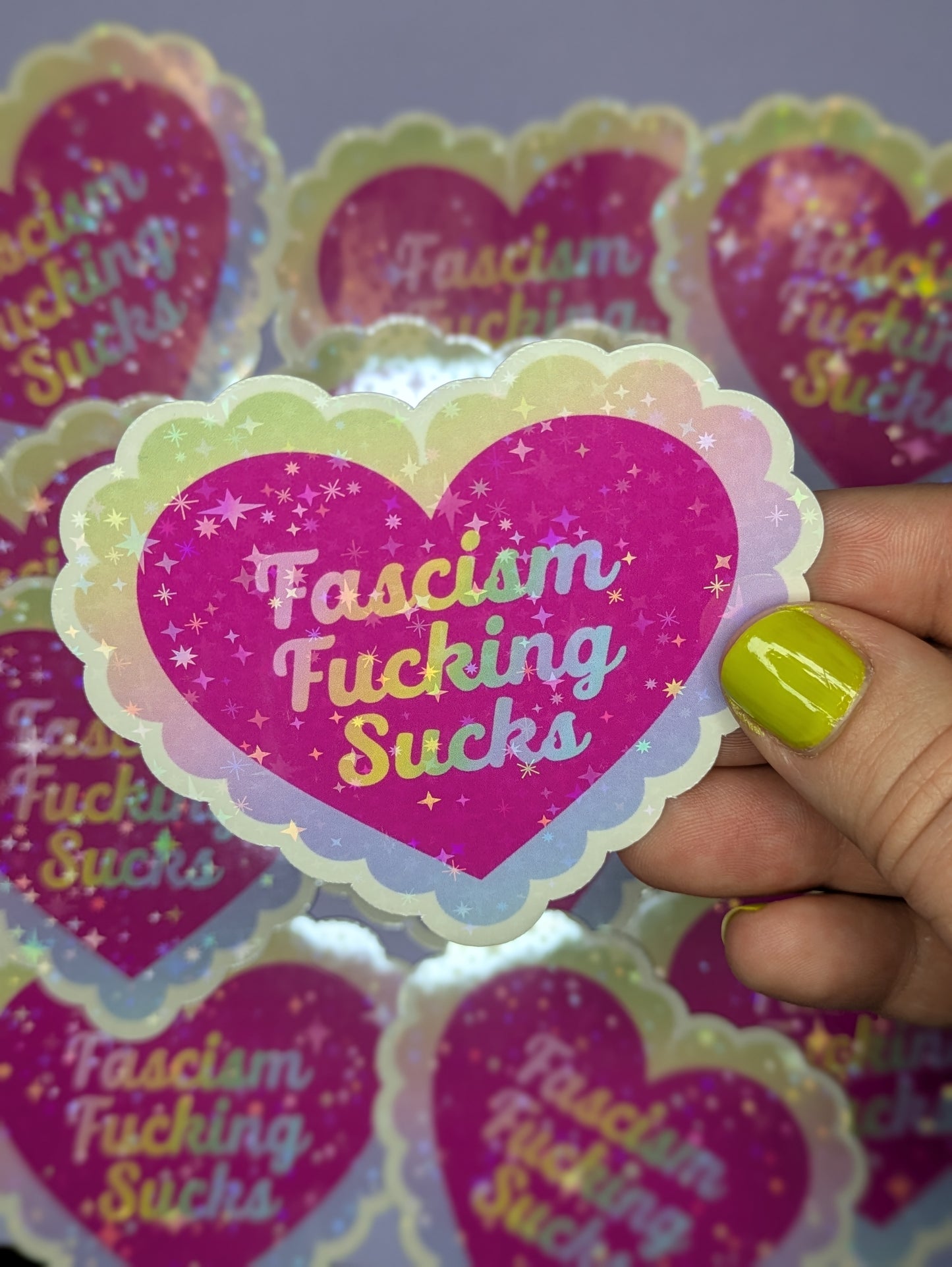 Fascism Sucks 3" Sparkle Holographic Sticker