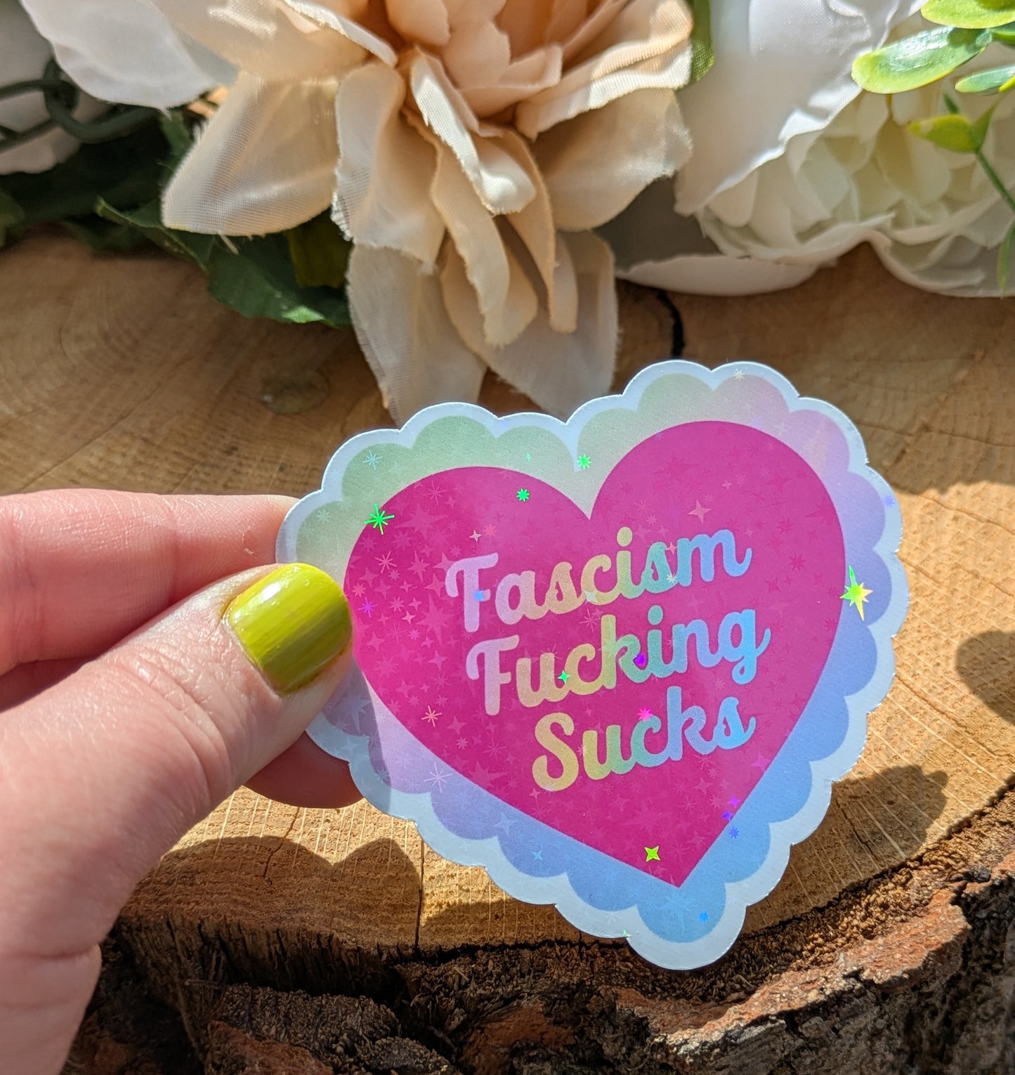 Fascism Sucks 3" Sparkle Holographic Sticker