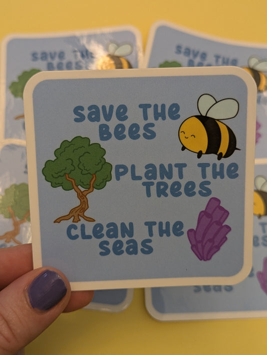 Bees Trees and Seas 3" Glossy Sticker