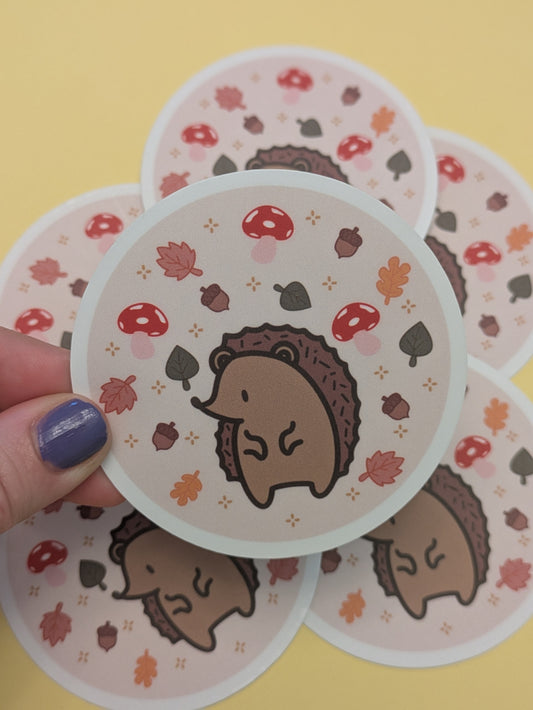 Cottagecore Hedgehog 3" Matte Sticker