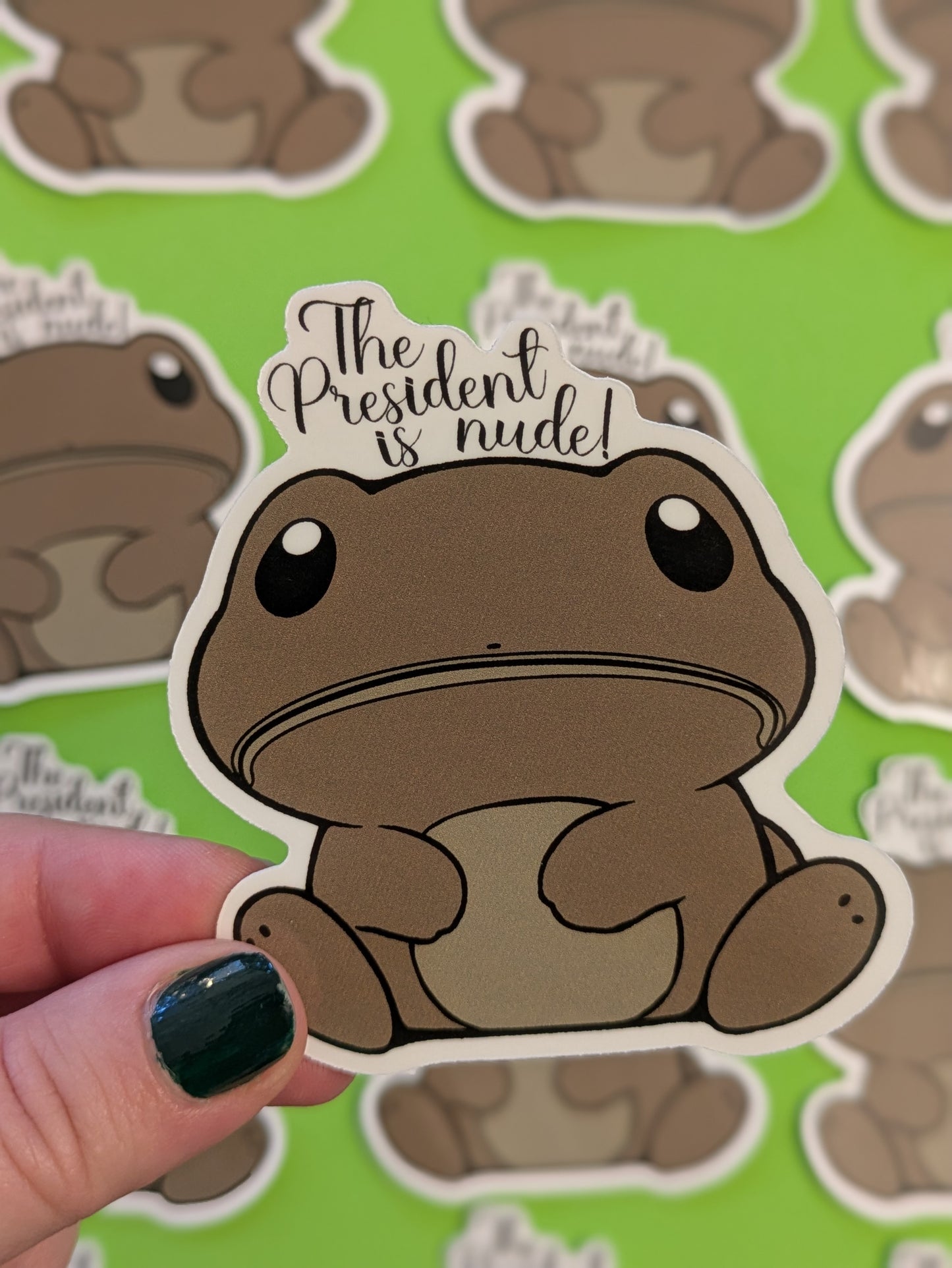 The President is Nude, Glossy Vinyl Sticker