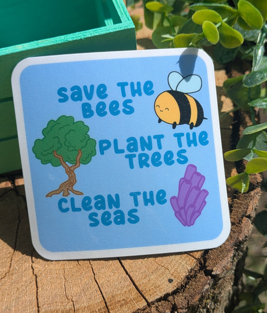 Bees Trees and Seas 3" Glossy Sticker