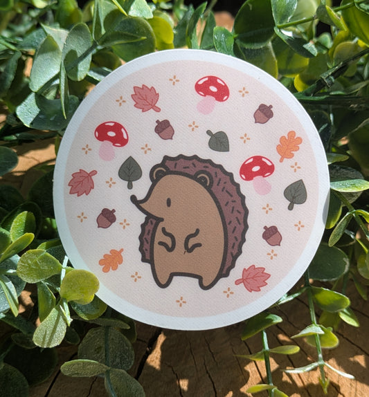 Cottagecore Hedgehog 3" Matte Sticker