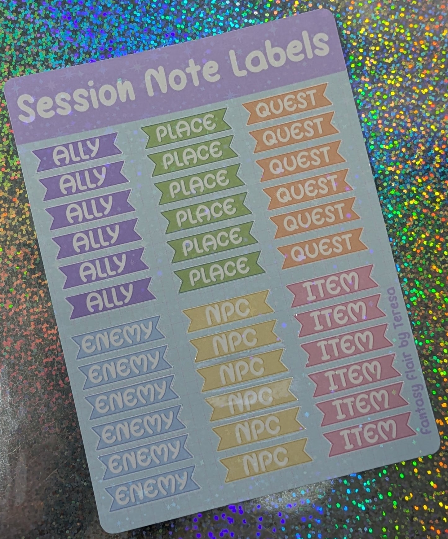 Dnd Sticker Sheet, Holographic Sticker Sheet
