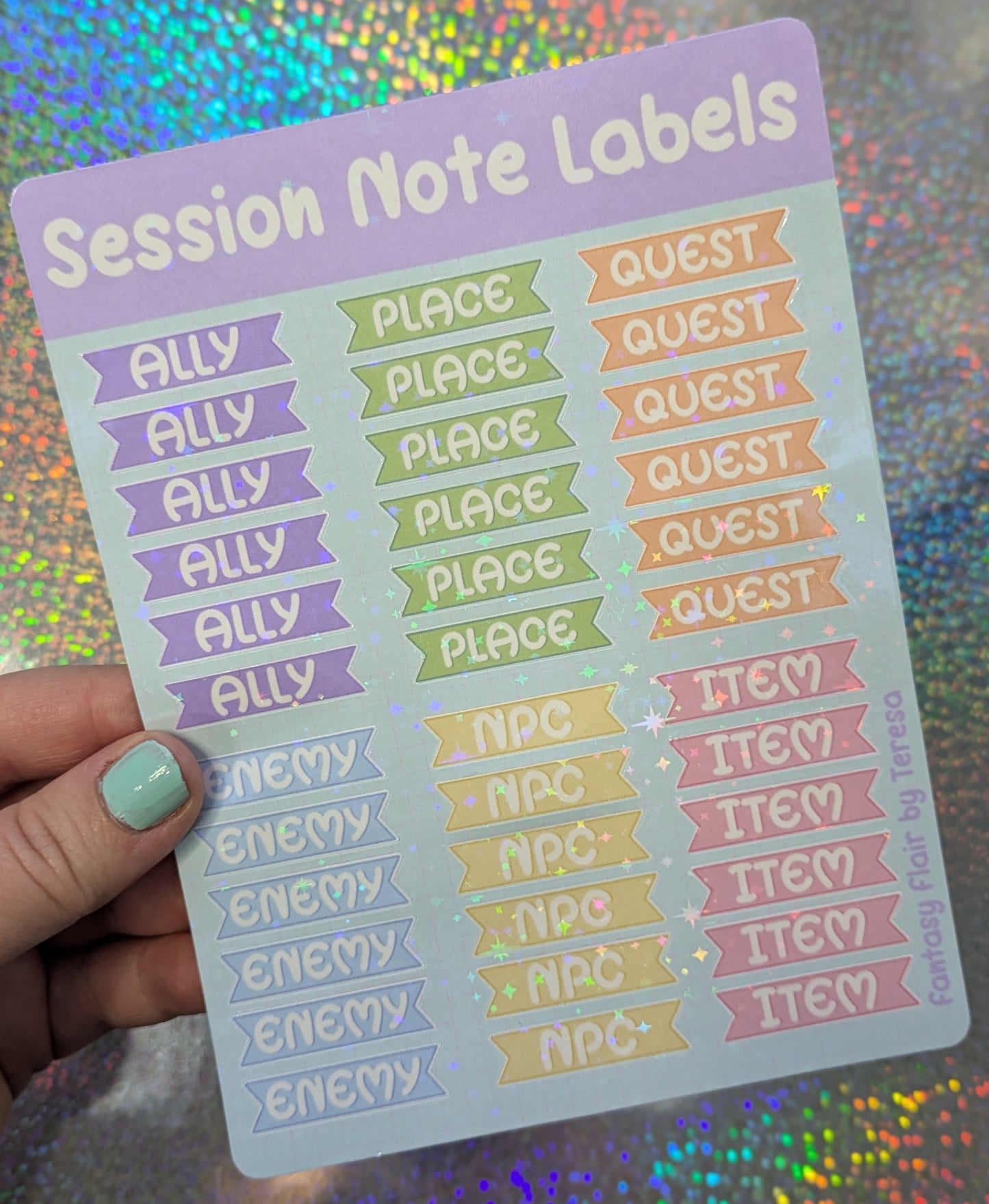 Dnd Sticker Sheet, Holographic Sticker Sheet