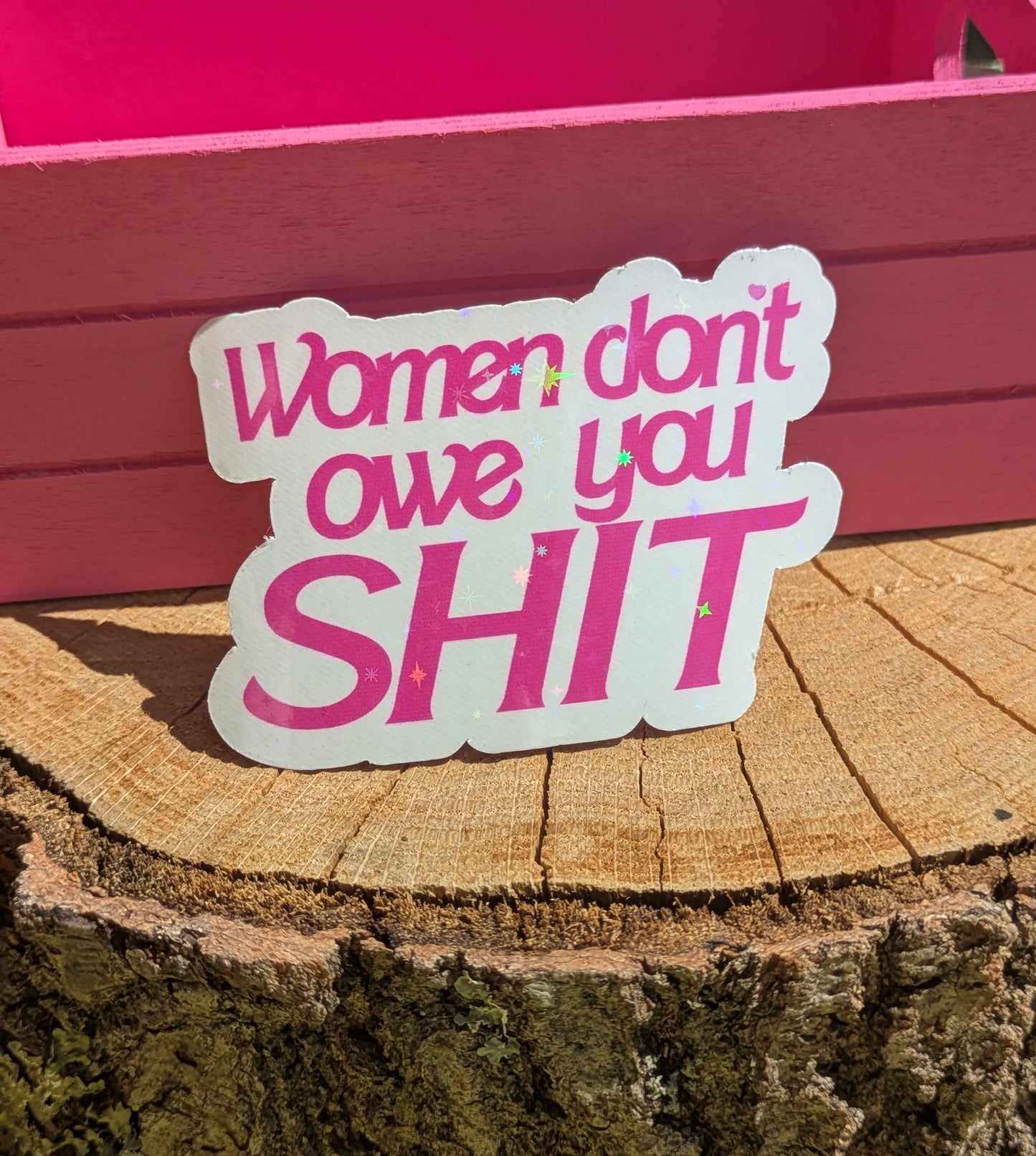 Women Don't Owe You Shit 3" Holographic Sticker