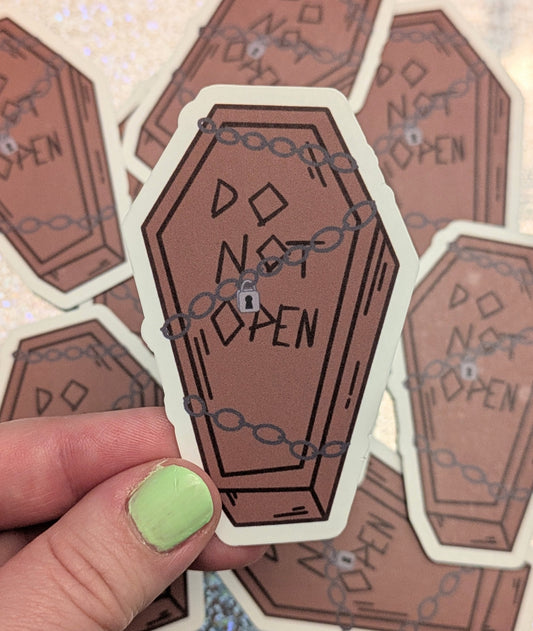 Spooky Archives, Do Not Open, TMA Fan Art, Coffin Sticker